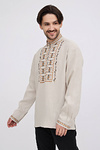 Men's linen embroidered shirt Danylo beige